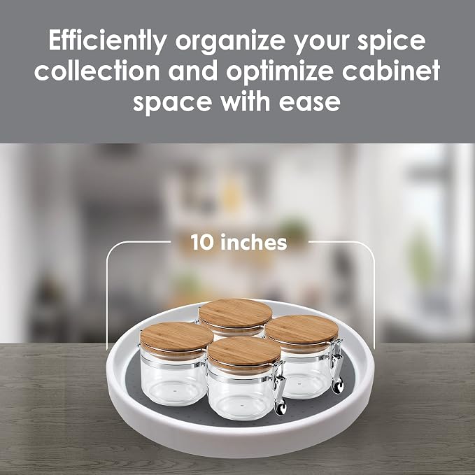 Gadgetime USA 3 Pack Lazy Susan Organizer Turntable (10 inches) - Rotating Spice Rack for Kitchen Cabinet Pantry Fridge Bathroom Vanity Countertop & Under Sink Organization - Non-Skid