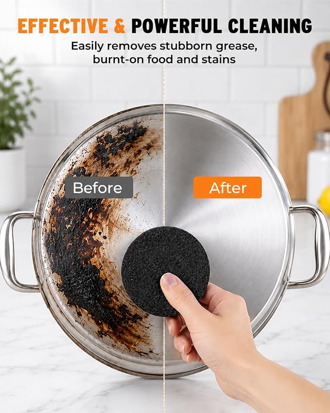 12 Pack Stainless Steel Sponge Suitable for Stainless Steel Surfaces Zero Chemicals Emery Sponges & Long-Lasting for Heavy Duty Burnt-On Stain Removal