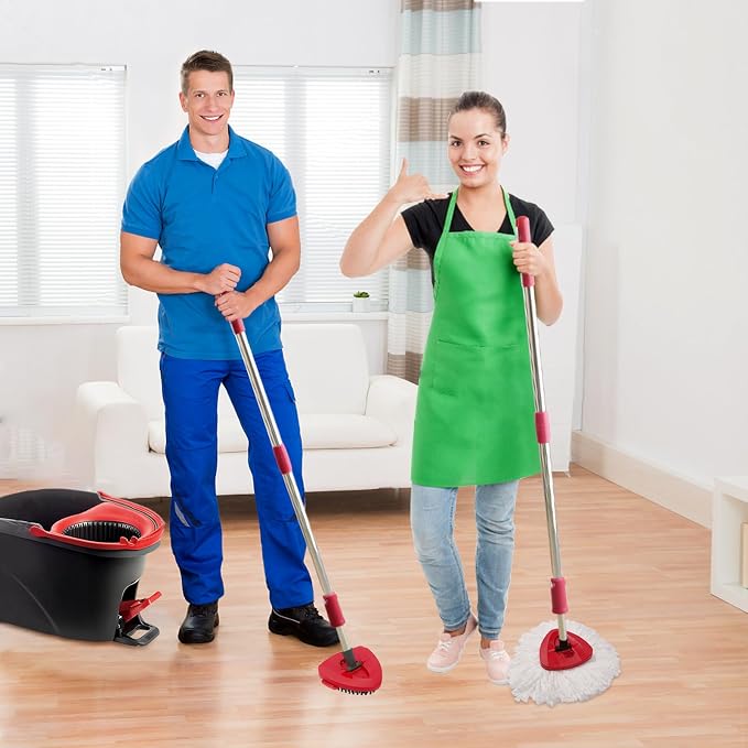 7-Pack Mop Heads Replacements Compatible with O Cedar EasyWring 1 Tank, Includes 4 Microfiber Spin Mops Replace Head, 2 Scrub Brushes, and 1 Base, Reusable and Machine Washable for Cleaning Floors