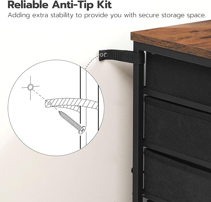 HOOBRO 5-Drawer Chest, Office File Cabinet with Drawers, Rolling Printer Stand, Filing Cabinet for Living Room, Home Office, Nonwovens Drawer, Easy Assembly, Black BFK50WJ01