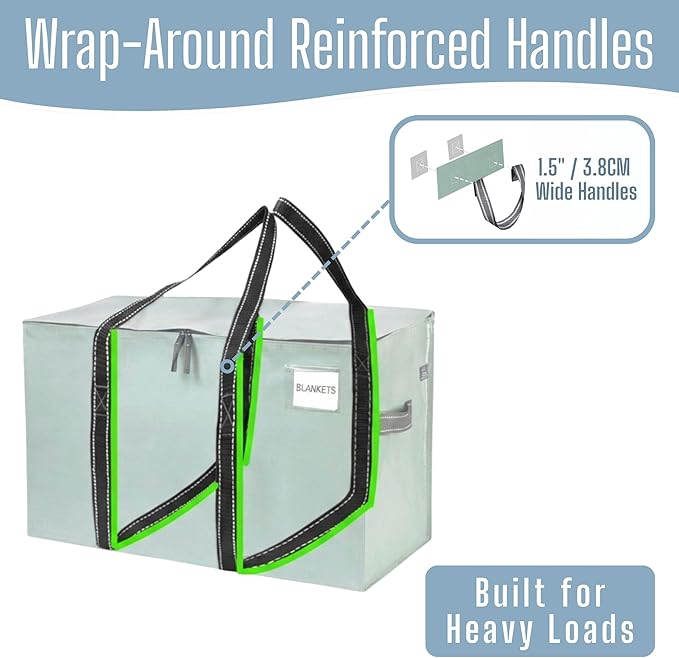 VENO 8 Pack Heavy Duty Moving Bags, Extra Large Storage Bags with Reinforced Handles & Strong Zippers, Foldable & Reusable Moving Box Alternative for Clothes & Dorm Storage