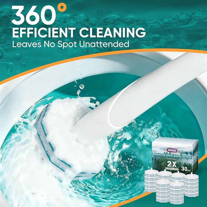 Aromative Toilet Brush Refills, Double-Layer Cleaning Pads Added, Compatible with Most Toilet Brushes，Lemon, Blue Ocean, Lavender（Patented）