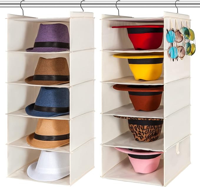 Hat Rack for Closet Organizer and Storage Fedora Hanging 10 Shelves