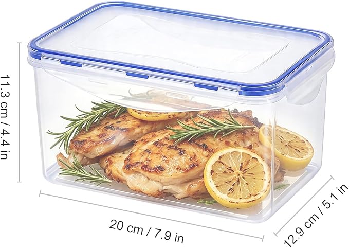 KIGI Food Storage Containers, Medium Deep, 2 Pack (8.3 Cup / 68 oz) | Airtight Lids, BPA free Plastic, Leakproof, 4 Sided Locking Lid, Ideal for Meal Prep, Picnic & Fruit Storage, 2 L
