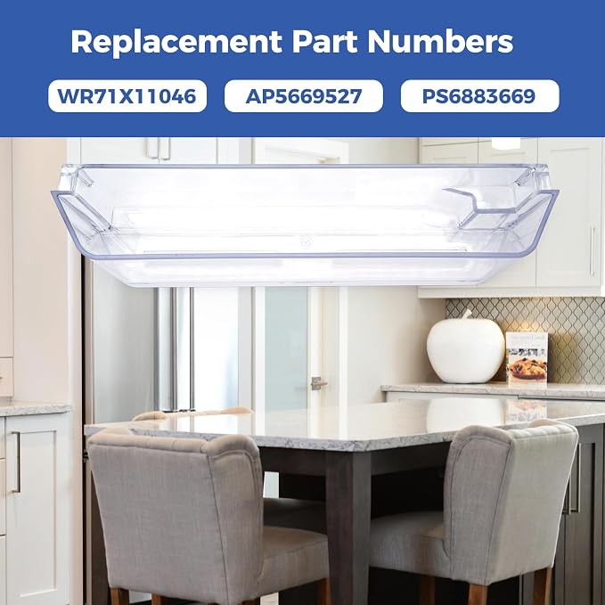 WR71X11046 Door Shelf Bin for GE General Electric Hotpoint Refrigerator Left Hand Middle Door Ice Bin Replace AP5669527 2692259 PS6883669, Holds Jars and Bottles