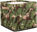 TropicalLife Floral Horse Storage Cube, 13 Inch Fabric Cube Storage Organizer Bin for Shelves Clothes, Decorative Foldable Storage Boxes