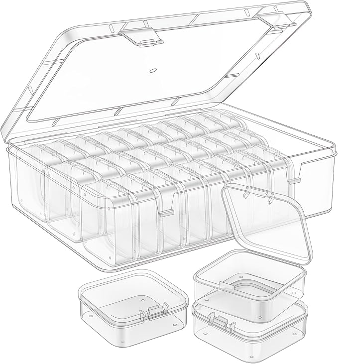 Mathtoxyz Bead Organizer Box, 90Pcs Small Bead Organizers and Storage Plastic Cases Mini Clear Bead Storage Containers Boxes with Hinged Lid and Rectangle for Bracelet Making DIY Jewelry Craft Nail
