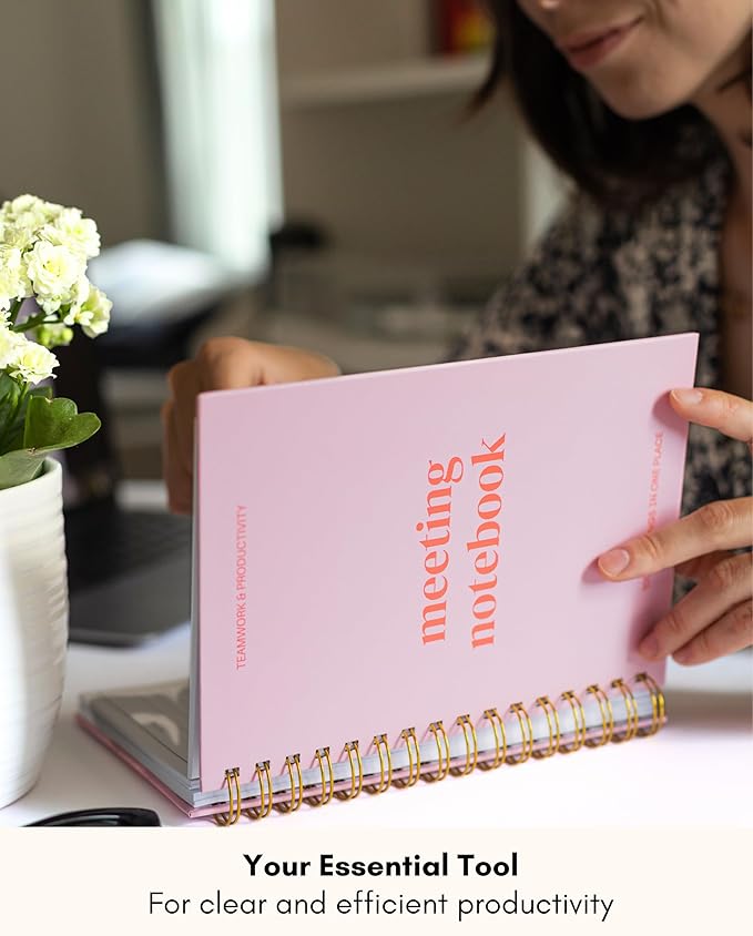 Lamare Meeting Notebook for Work Organization – Perfect Work Notebook for Note Taking, Meeting Planner and Office Supplies for Men & Women