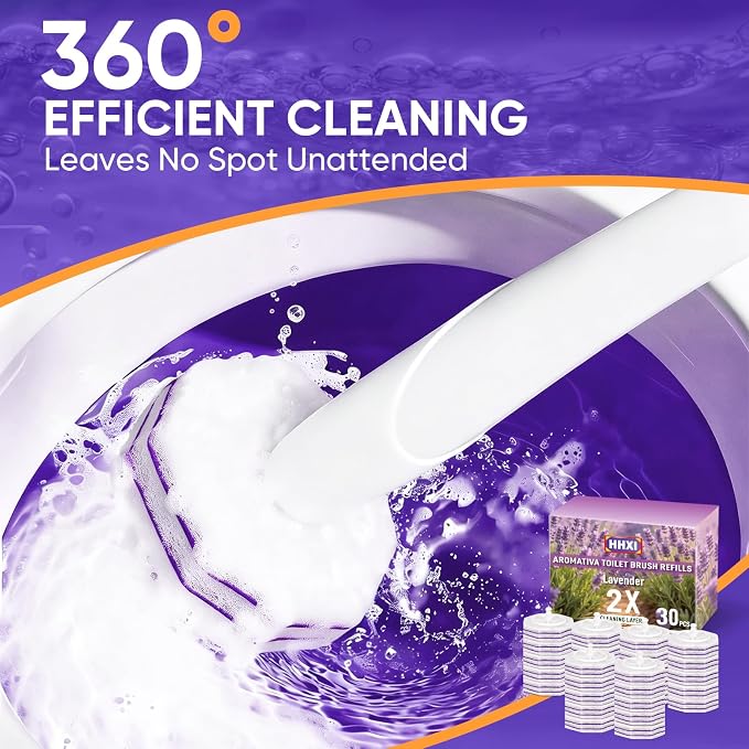 Aromative Toilet Brush Refills, Double-Layer Cleaning Pads Added, Compatible with Most Toilet Brushes，Lemon, Blue Ocean, Lavender（Patented）