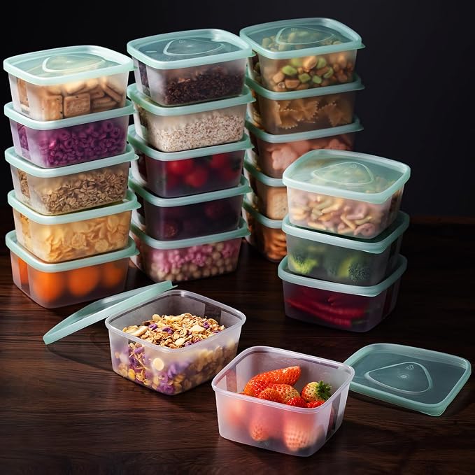 LivLab Mker 40 PCS Meal Prep Containers with Lids - Freezer Food Storage Containers Bpa-Free Reusable Lunch Boxes for Leftovers, Salad, Fruits, Snack - 20 Sets | 20 fl oz | 2.5 Cups