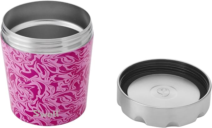 S'well Stainless Steel Ice Cream Chiller, 16oz, Strawberry Swirl, Triple Layered Vacuum Insulated Container Keeps Ice Cream Frozen For Up To Four Hours, BPA Free