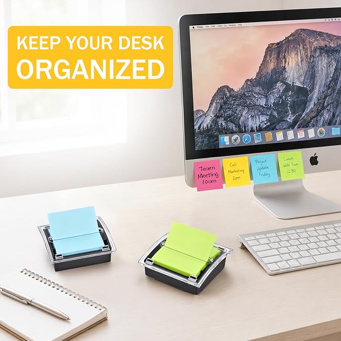 2 Pack Pop Up Sticky Note Dispenser with 24 Pads Pop Up Sticky Notes 3x3 Refills, Sticky Note Holder with 8 Colors Accordion Sticky Notes, Memo Note Pads Back to School Home Office Desk Supplies