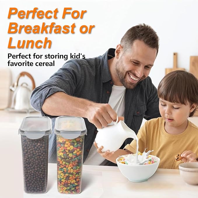 48 PCS Airtight Food Storage Containers with Locks (4 Sizes) - BPA-Free Plastic Kitchen & Pantry Organizers, Stackable Leakproof Containers for Flour, Sugar, Cereal,Snack,Pet,Meal Prep