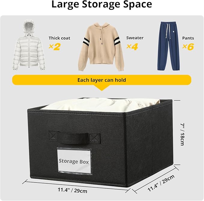 BrilliantJo 2 Pack 6 Shelves Hanging Closet Organizer with 2 Drawer, Hanging Storage with 4 Side Pockets for Clothes Shoes, 43.5"x12"x12"(Black)
