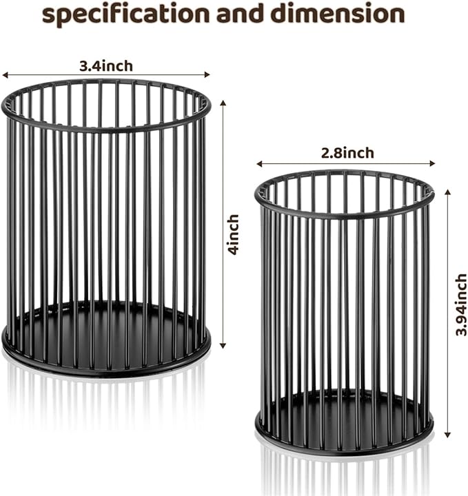 2 Sets Metal Pen Holder for Desk,Makeup Brushes Cup Holder, Pencil Holders, Pen cup, Home and Office Organizer, Black