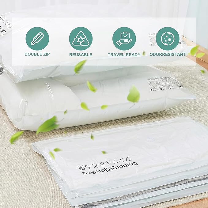 Travel Vacuum Storage Bags with Electric Pump, Multiple Combinations Travel Packing Bags for Luggage and Suitcase, Carry-on Size Compression Space Saver for Clothes and Clothing (A: 8 Small-EPUMP)