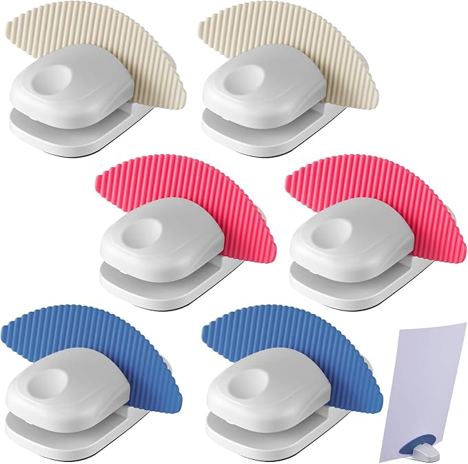 Faccito 6 Pcs Paper Holder Stand for Typing Non-Slip Mat Desktop Folder Document Holder with Anti-Slip Pads Portable Copy Stand Desktop Clamp for A4 Paper Office Reading (White,Blue,Red)