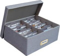 Linen Photo Storage Box – Holds 1700 Photos, Photo Organizer with Lid for Photo, Pictures, 24 Adjustable Dividers & 72 Labels Multi-Use Organizer Memory Box for Envelopes, Baby, Wedding, Cards Grey