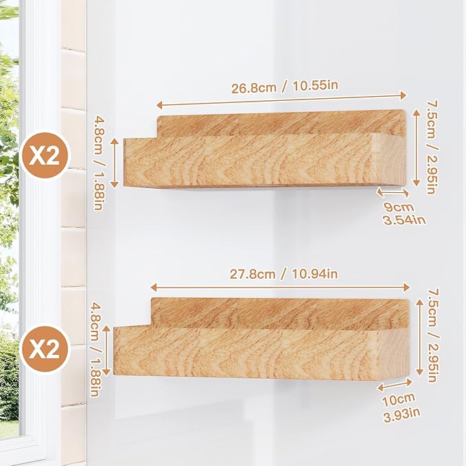Mystozer Magnetic Spice Rack for Refrigerator, Kitchen Organizer and Storage Shelf, Woodgrain (4 Pack)…