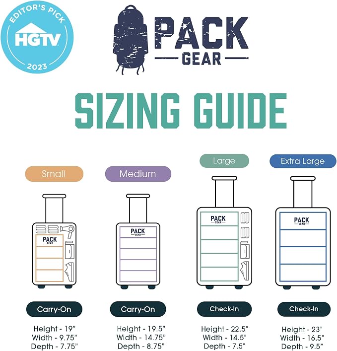 Pack Gear Hanging Suitcase Organizer - Our XL Hanging Luggage Organizer Perfectly Fits Any Suitcase - Our Packing Cubes for Travel Use Mesh Windows to Make Finding Any Outfit Easy (Green, XL)