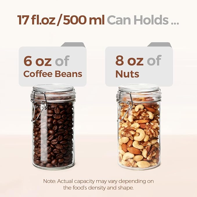 ComSaf Small 16 oz Glass Jars with Airtight Lids 6 Pack Pickling Pantry | Sourdough starter, Overnight oats, Fermenting coffee spices, Pantry organization, Pickling fermenting, Clear glass