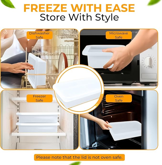 (2 Pack Large Silicone Freezer Containers For Soup, Pasta Sauce, Leftovers, Broth - 6 Cup White Reusable BPA Free Non Plastic Food Storage Freezing Ice Trays With Lids & Measurement Lines