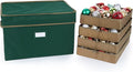 Covermates Keepsakes Adjustable Ornament Storage Box – Heavy-Duty Polyester, Padded Dividers & FlexGrid Trays – Protective Holiday Organizer with Stackable Walls & Label Window, Green