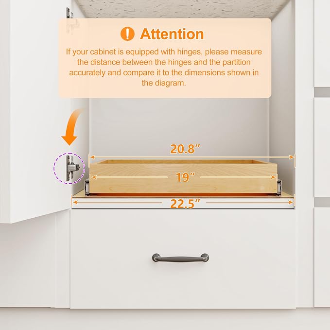Pull Out Cabinet Organizer, 20" W x 21" D | Soft Close Pull Out Drawers for Cabinets with Heavy Duty Slides, Wood Slide Out Drawers for Kitchen Cabinets