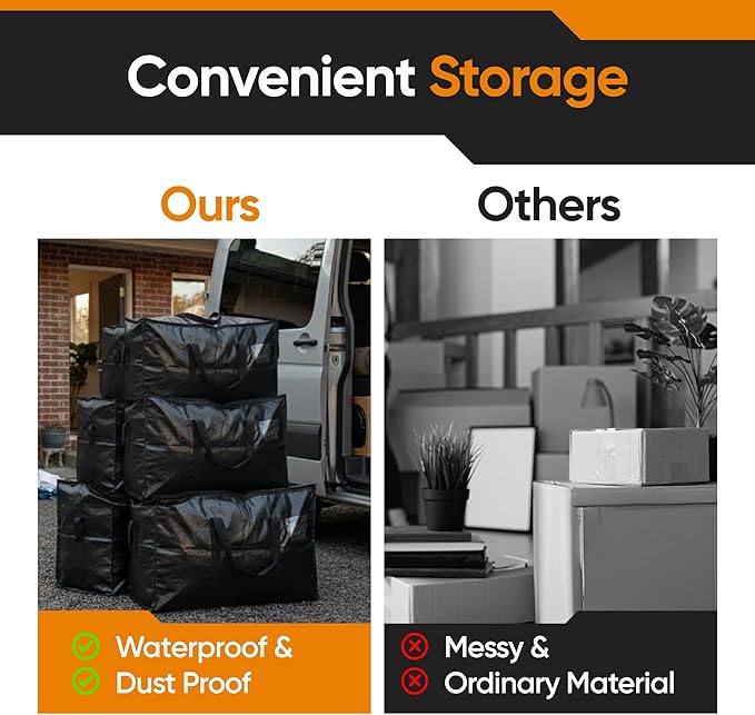 HOLDN’ STORAGE 10-Pack Moving Bags, Extra Large Storage Totes with Zipper Lids, Heavy-Duty Reusable for Clothes, Bedding, Books, 45 Gallons Each
