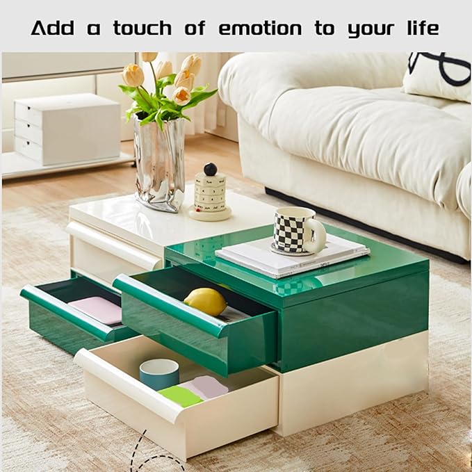 ELEFOCUS 5 Stackable Plastic Storage Bins, rotatable Storage cabinets and Drawers, Bedside Storage Units(Size:42x42x64cm(17x17x25inch),Color:Green)