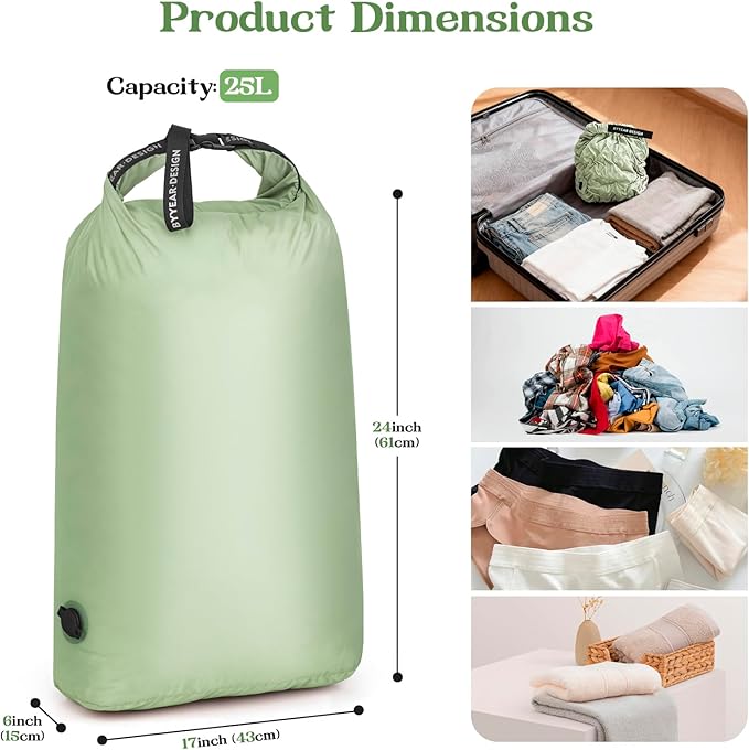 Travel Laundry Bag, Waterproof Compression Bags for Dirty Clothes | Moisture-resistant Vacuum Storage Bag, Space-Saving Laundry Storage Organizer for Cruise, Swimming, Gym