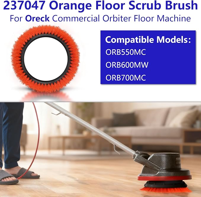 237047 Orange Tile and Resilient Floor Scrub Brush for Oreck Bissell,2 Pack | for Oreck Commercial ORB550MC, ORB600MW and ORB700MC Orbiter Floor Machines for Bissell BGEM9000, Heavy-Duty Brush,10.5 in