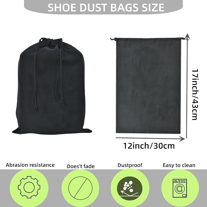 GONGKANGYUAN 2 Pack Shoe Bags for Travel Flannel Single Shoe Pouch with Drawstring for Men Women Travel Protecting Storing Shoes