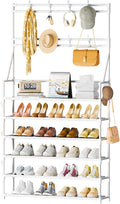 OYREL Shoe Rack 6 Tier Shoes Organizer 24-30 Pairs | Shoe Racks for Closet Front Door Entrance Large Capacity Space Saving Shoe Storage Organizer with 5 Hooks and Side Pocket