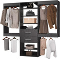 ROOMTEC Modular Closet System, 84" Wall Mounted Closet Organizer with Hanging Rods and Drawers, Wooden Tower for Walk-In Closets, Wardrobe Storage Kit, Black