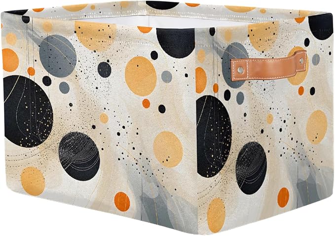 Cube Storage Bins for Shelves, Abstract Colored Dots Collapsible Fabric Toys Storage Basket Box with Handles for Home Office Bedroom Closet