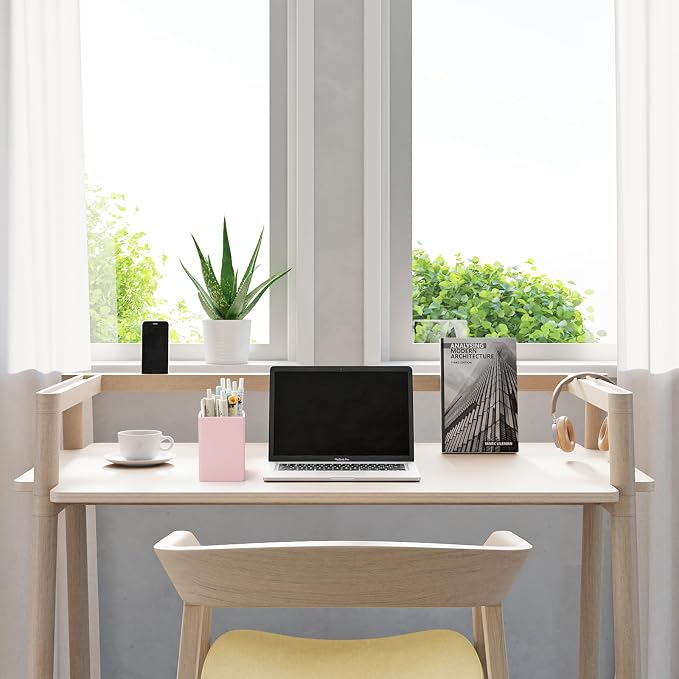 Pen Holder for Desk,Nordic Elegance Square Silicone Pencil Holder Soft Minimalist Desk Pen Cup Stand Waterproof Multifunctional Office Supplies for Home,Kids and School(Pink)