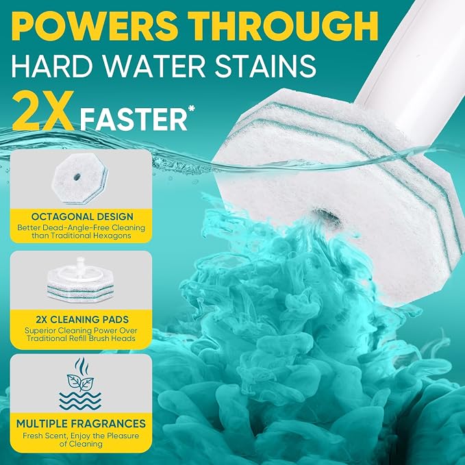 Aromative Toilet Brush Refills, Double-Layer Cleaning Pads Added, Compatible with Most Toilet Brushes，Lemon, Blue Ocean, Lavender（Patented）
