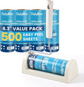 Extra Sticky Large Surface Lint Roller for Pet Hair, 500 Sheets | Easy Spiral Tear, 6.3" Wide Lint Roller, Cat & Dog Hair Remover for Clothes, Carpet, Giant Lint Remover with Storage Base