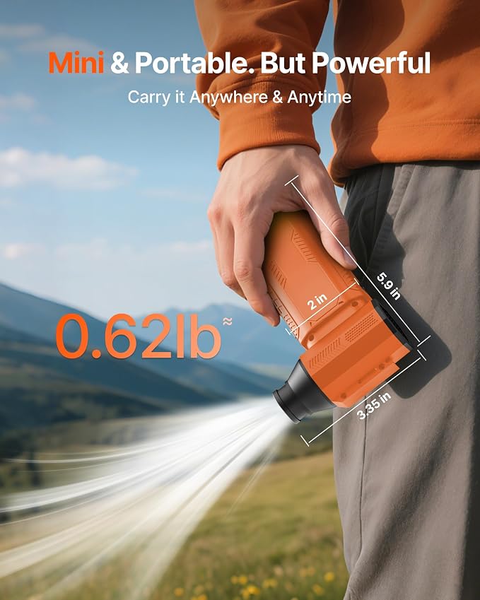 Compressed Air Duster, 130,000RPM Ultra-Powerful Electric Air Duster | 8000mAh Rechargeable Battery Cordless Blower, 4-Gear Adjustable Air Blower for Keyboard, Computer, Car - Orange
