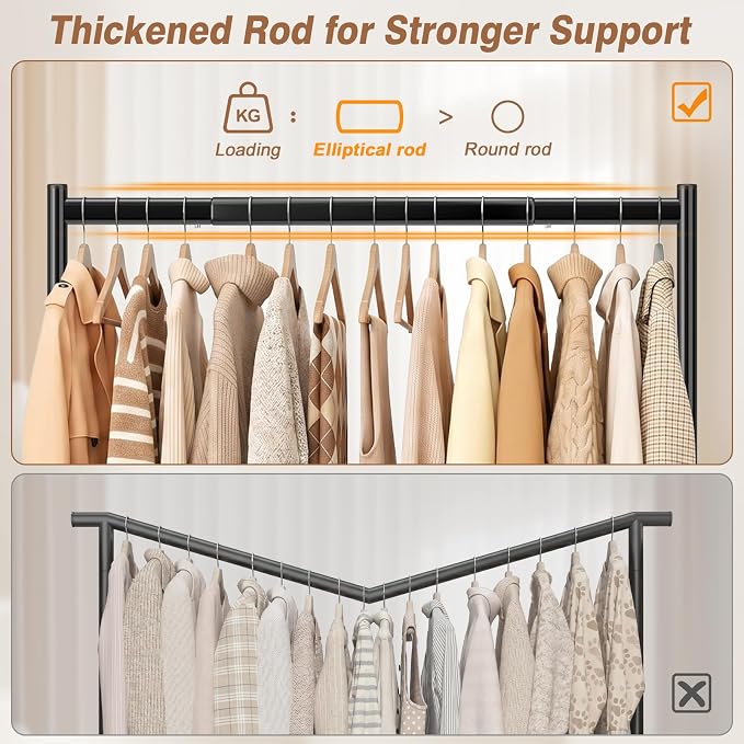EAGMAK Heavy Duty Clothes Rack Load 268 LBS, 31.5 inch Hanging Rod, Black | Metal Frame, Stable Base, Compact Size, Rolling Smooth, For Bedroom Closet Entryway Laundry Living Room Home Garage Storage