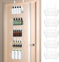 Over The Door Organizer – 5 Removable Hanging Baskets, Back of Door Storage for Bathroom, Kitchen, Pantry & Garage, No Tools Needed, 3 Installation Methods (Wall/Door Mount) White