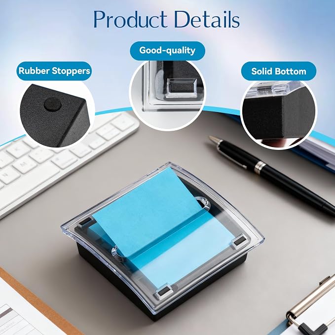 Acrylic Sticky Note Holder, 4 x 4 Inch Crystal Notepad Organizer Pop Up Notes Dispenser for Office Home Classroom Desk Supplies