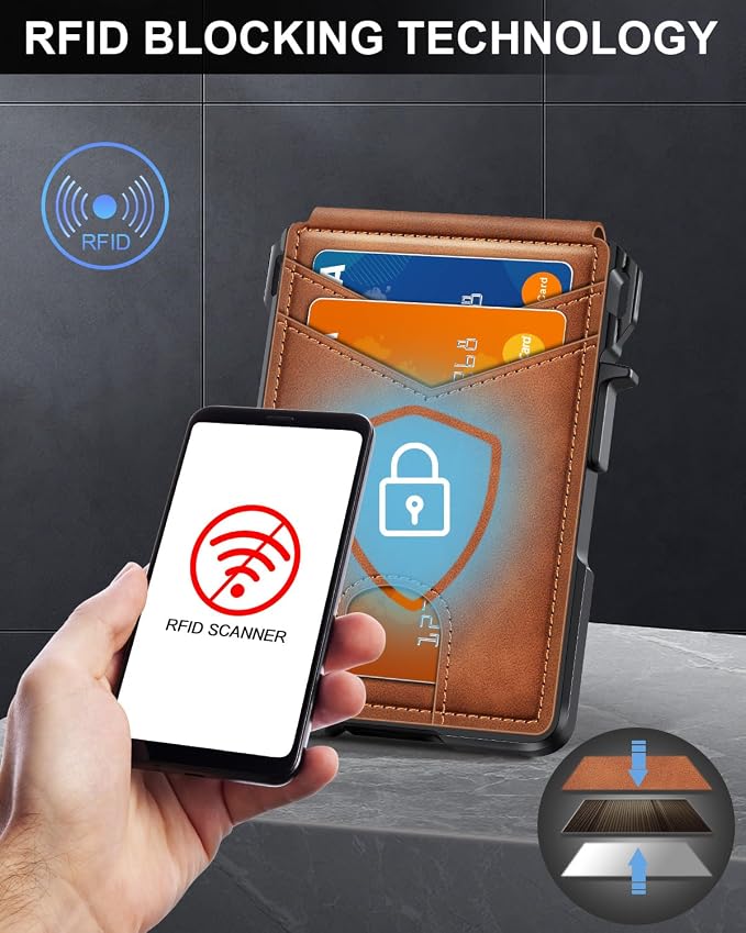 Wallet for Mens Minimalist Wallet 9-13 Cards RFID Blocking Slim Wallet | Money Clip & ID Window, Compact Smart Pop Up Card Wallet, Metal Aluminum Credit Card Holder Wallet, Birthady Gifts for Men