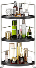3 Tier Bathroom Corner Organizer Countertop, Vanity Counter Skincare Makeup Storage Shelf, Bathroom Sink Countertop Organizer, Black