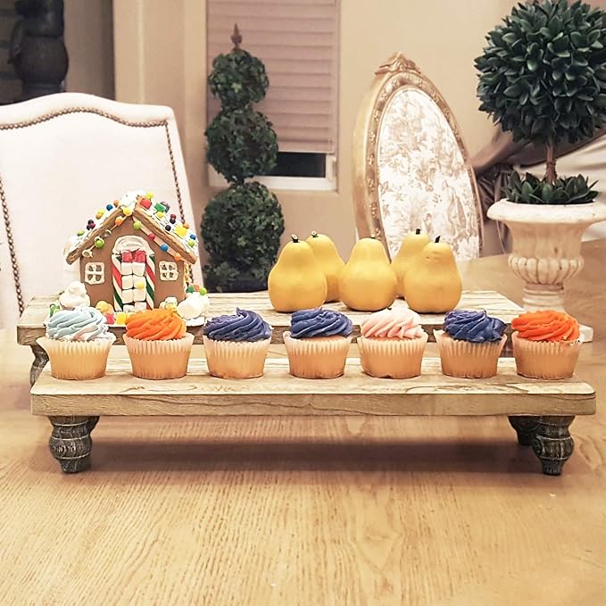 Ikee Design 2 Pcs Set Wooden Display Riser, Cupcake Dessert Display Riser | 2 Pcs Set Wooden Display Riser, Wood Cupcake Dessert Display Riser, Countertop Dessert Serving Stand, Cake Riser Stands