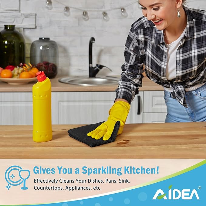 AIDEA Microfiber Cleaning Cloth Black 12PK, Microfiber Towels for Cars, Premium Car Cloths, Dusting Cloth Lint Free Cleaning Rags for SUVs, House, Kitchen, Window, Workshops,11.5×11.5"