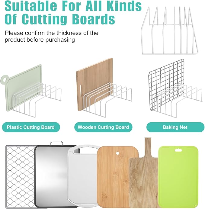 SIBAO [2-Pack] Large Cutting Board Organizer, Cutting Board Holder Rack Baking Cookie Pan Sheets Cooling Racks Storage Stand for Kitchen Cabinet -Divided Holder with 6 Slots(White)