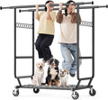 HOKEEPER Clothes Rack Load 650 LBS Collapsible Clothing Rack Double Rod | Black 22"D*75"W*68"H, Adjustable Heavy Duty Garment Rack for Hanging Clothes Rolling Commercial Closet Rack with Shelves