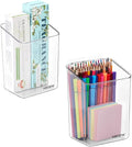 vacane 2-Pack Adhesive Cabinet Door Organizer, Transparent Plastic Storage Bins for Kitchen Bathroom Office, No Drill Hanging Basket, Space Saving Removable Holder-S